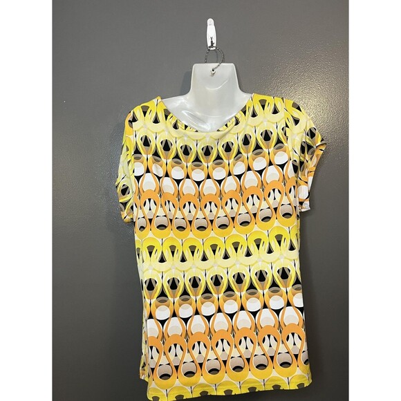 Worthington Shirt Womens 1X Geometric Print Stretch Top Blouse Plus Size - Picture 4 of 6